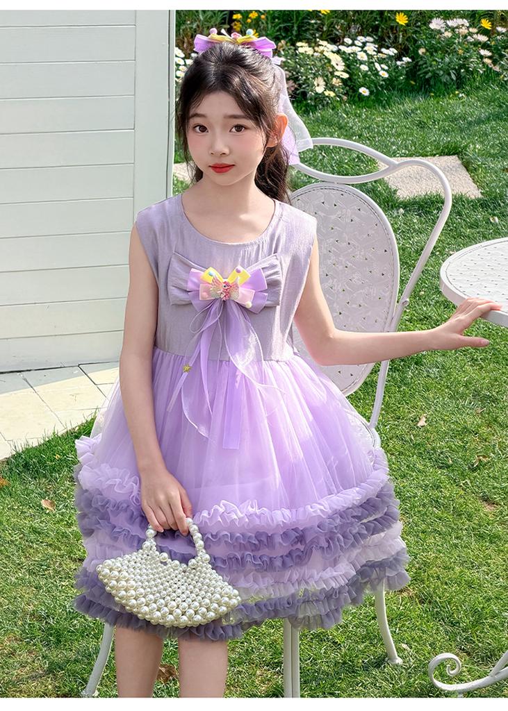 Sweet mesh dress for girls summer dress 2026 new style children's western-style princess dress little girl fluffy dress