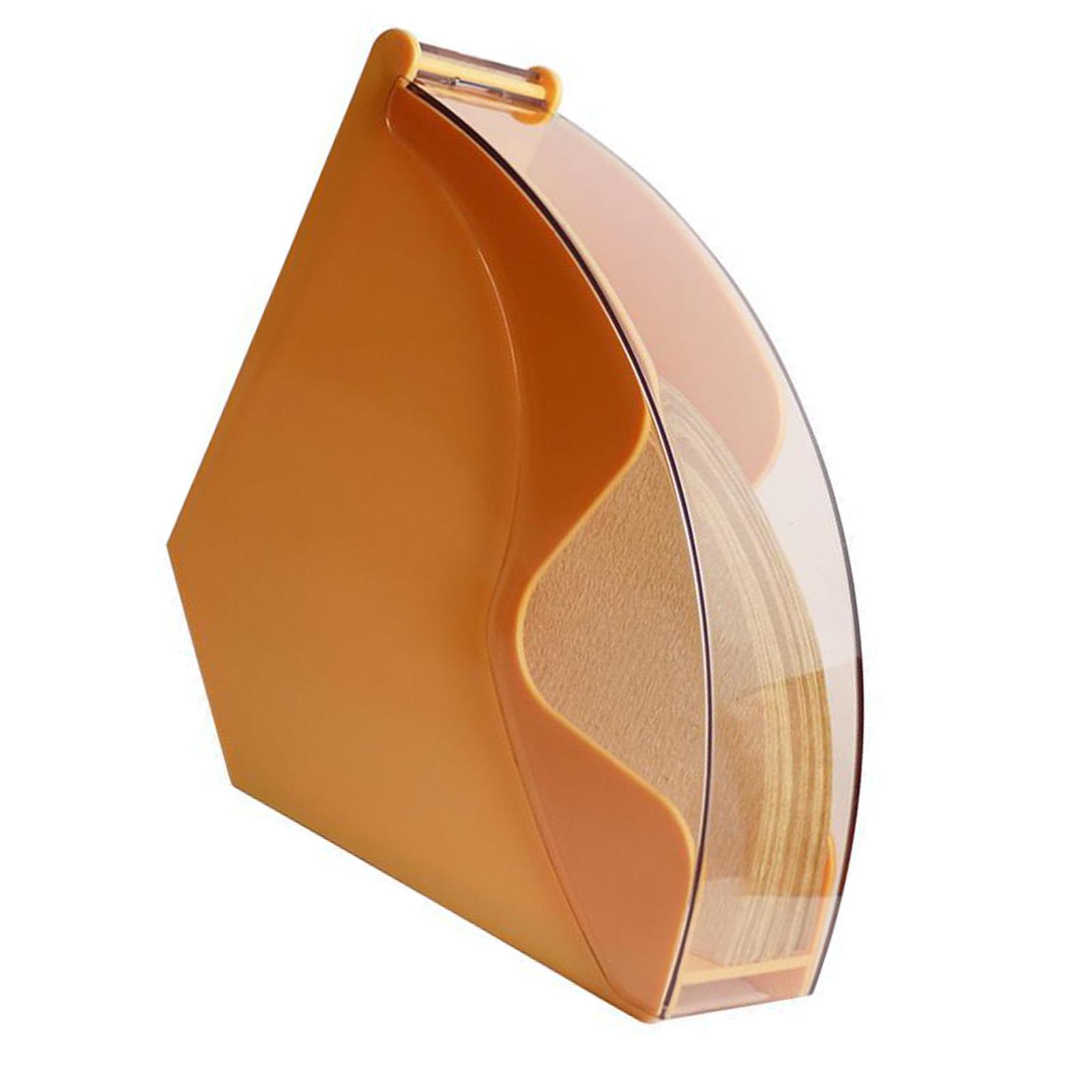

Acrylic Coffee Filter Holder with Lid Fan Shaped Filter Paper Dustproof Storage Box Dispenser Container Yellow жёлтый