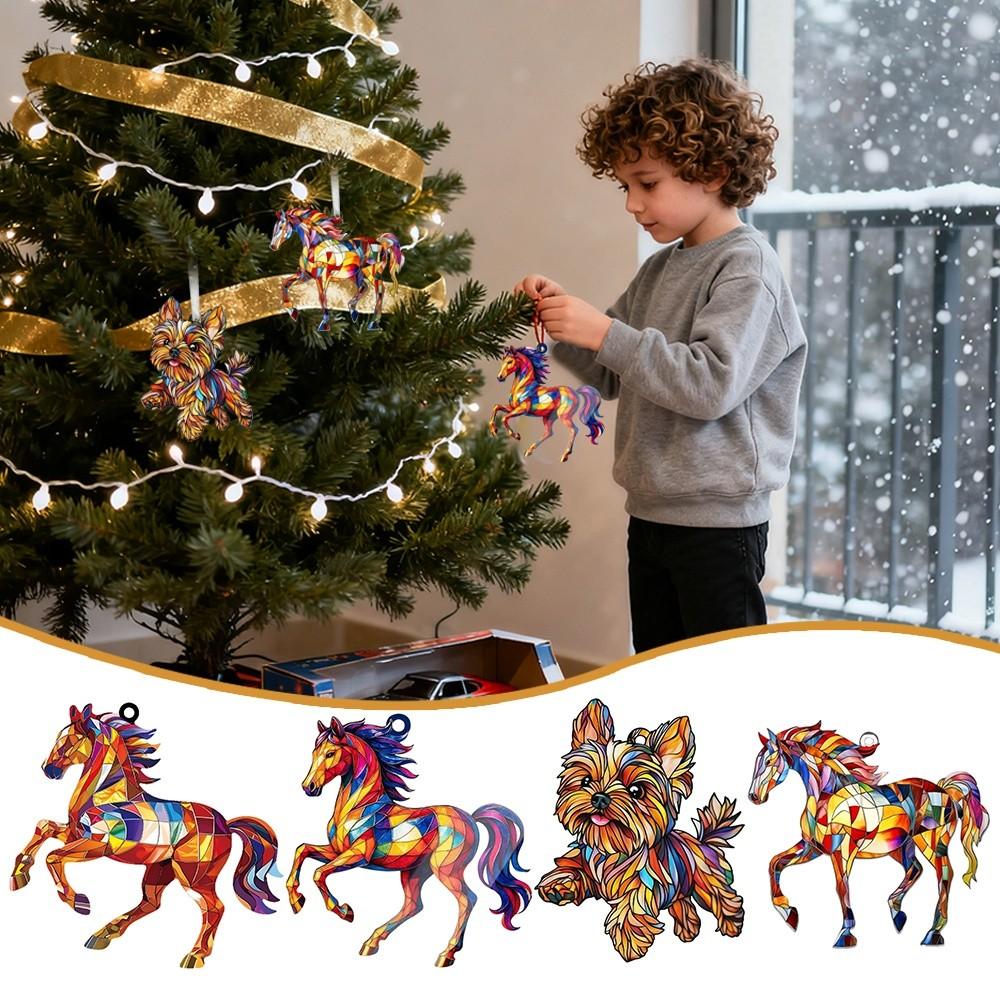 2D Flat Christmas Hanging Pendant Colorful Car Horse Pendant Bag Charms