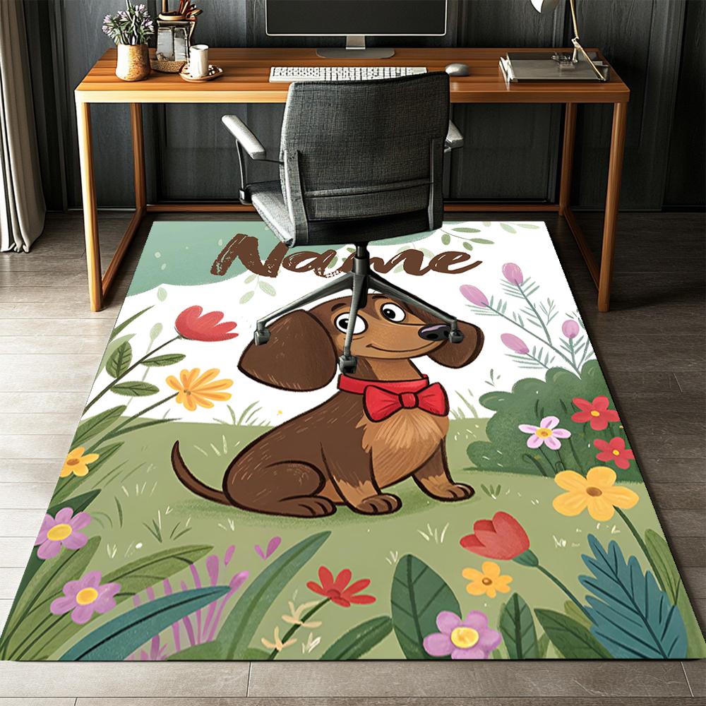 Custom Name Dog Printed Carpet,Rug for Office Chair Living Room Bedroom Kitchen Room Decor Gifts.
