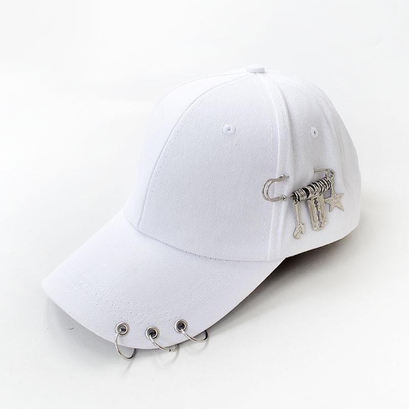 Streetwear Cool Cowhorn Baseball Cap With Metal Ring Embellishments For Urban Style