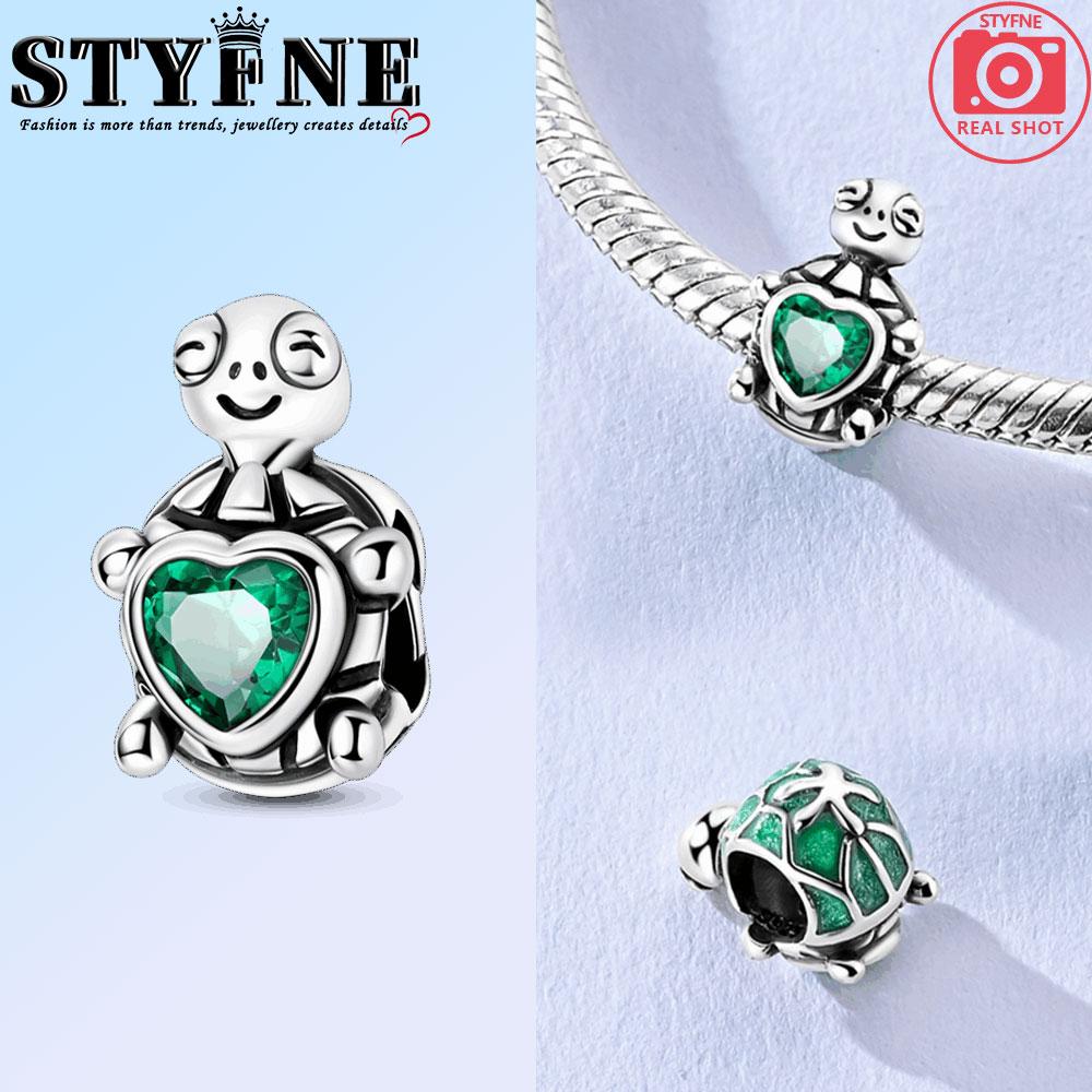 Copper Green Turtle Hugging Blue Heart Tulips Charms Beads Pendant For Original Bracelet Woman Girl Jewelry