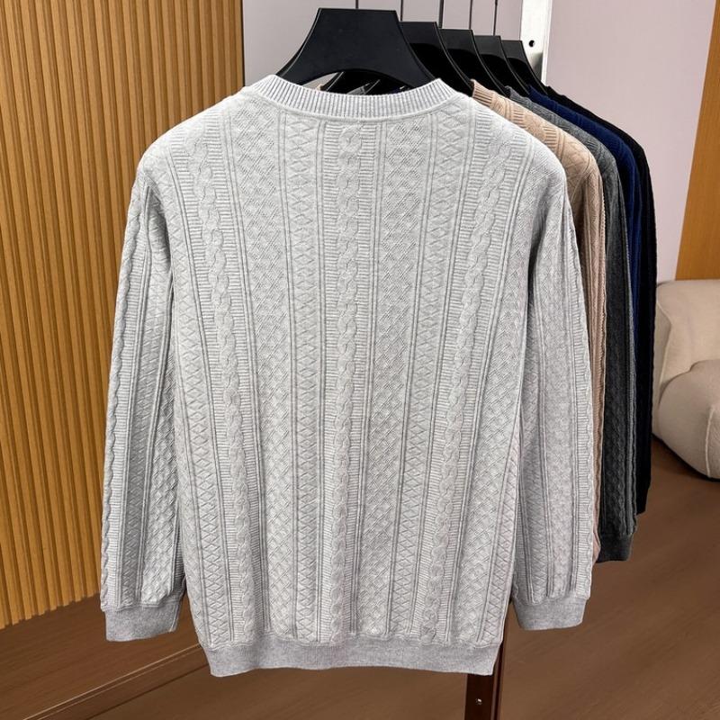 Men S Long Sleeve Knit Sweater Crew Neck Casual Jacquard Pullover