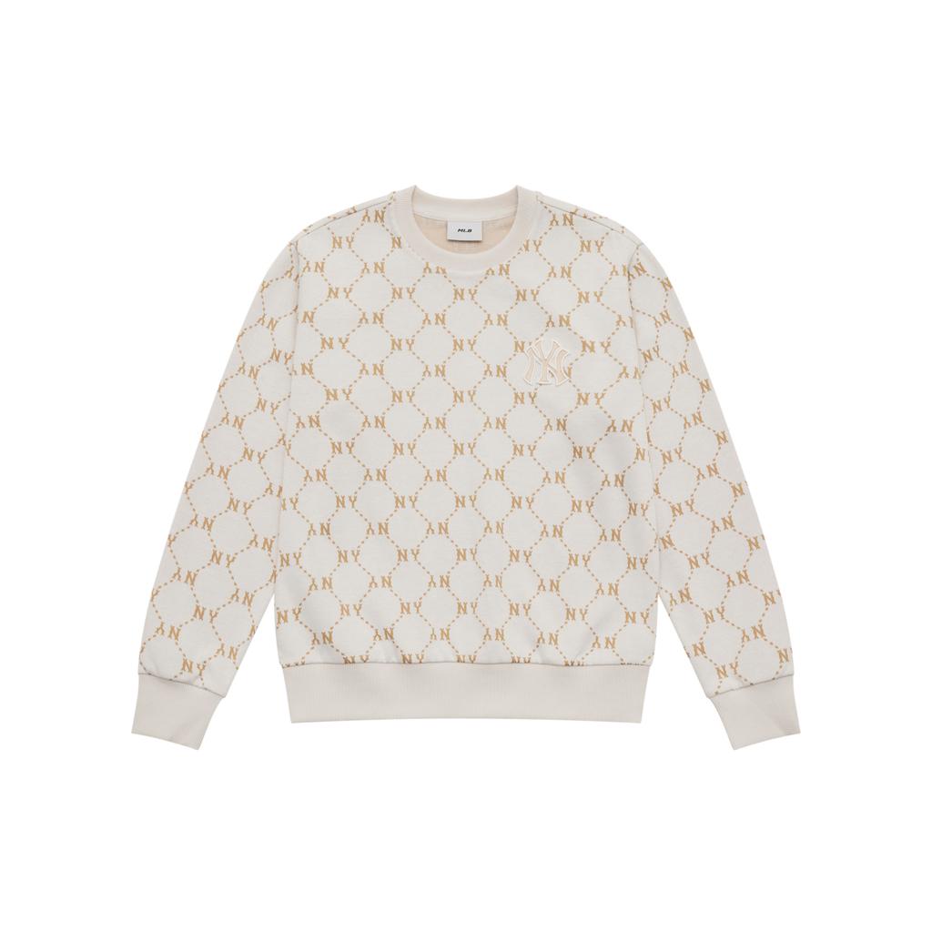 New MLB New York Yankees Old Flower SS25 Sweatshirt Unisex Ivory White 3AMTM0151-50IVS