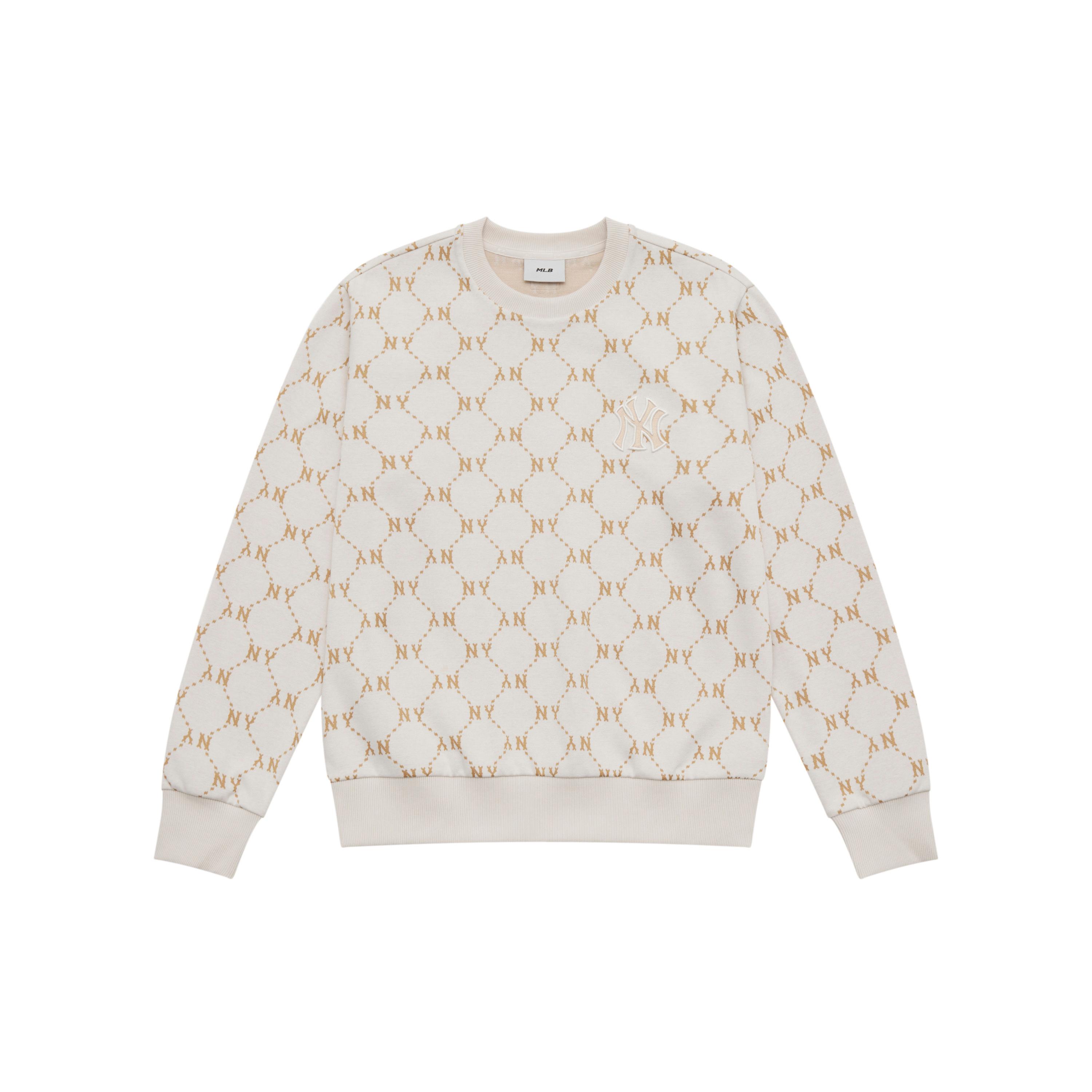 

New MLB New York Yankees Old Flower SS25 Sweatshirt Unisex Ivory White 3AMTM0151-50IVS S