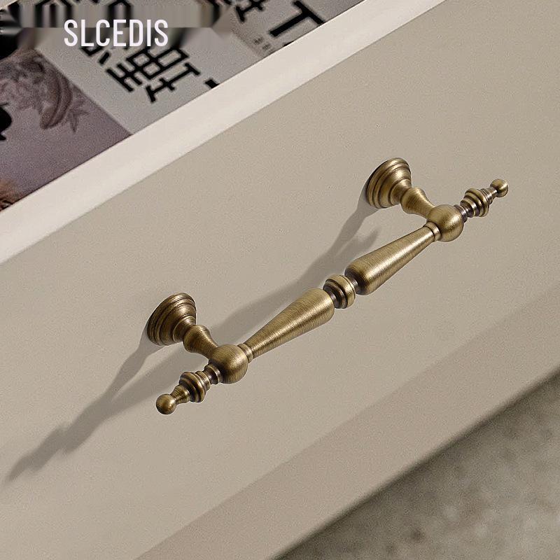 Vintage Brass Handle for Wardrobes, Cabinets, Drawers, and French Doors - Single Hole Light Luxury Style Furniture Hardware