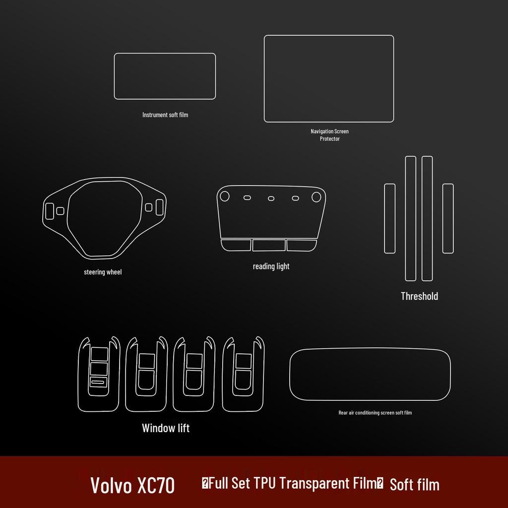 2026 Volvo XC70 Tempered Glass Film for Navigation Screen, Console Protection & Rear AC Trim