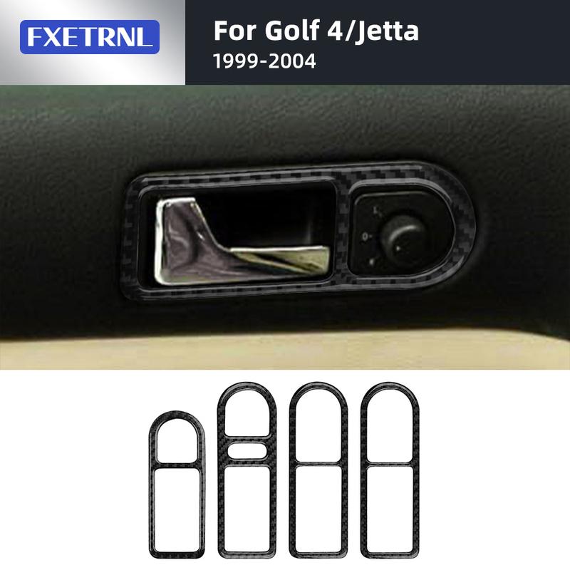 Real Soft Carbon Fiber For Volkswagen Golf 4 GTI Jetta MK4 1999 2000 2001 2002 2003 2004 Car Door Handle Interior Trim Sticker.