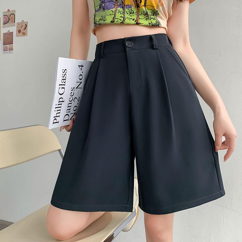 Women's Ice Silk Quick Dry Suit Shorts - High-waisted Loose Wide-legged, Sports Summer Casual Outer Wear, Lightweight Cool Fashion Versatile