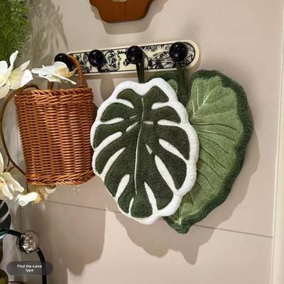 Creative Hanging Leaf Hand Towel Thick Absorbent Lint Remover Kitchen Bathroom Wipe Cloth