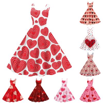 Vestido Punk Retro Floral Sexy de Hombros Descubiertos para Mujer para el Día de San Valentín