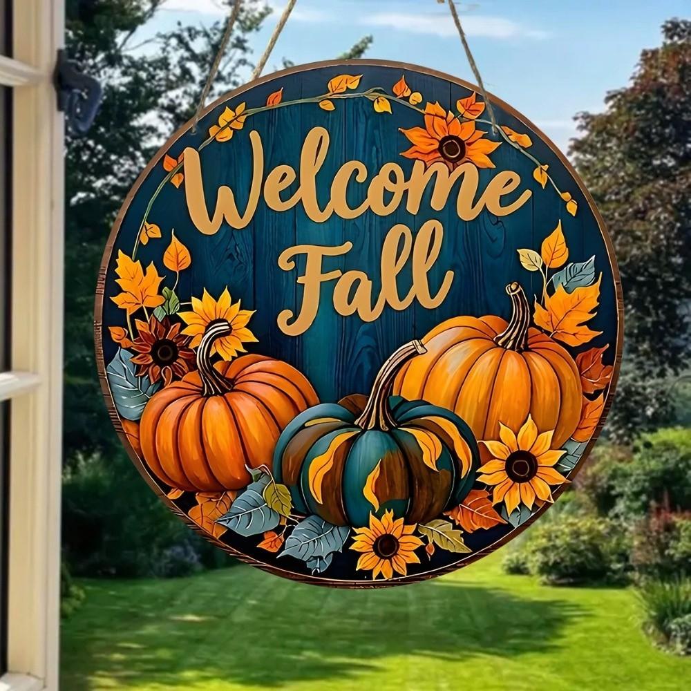 Autumn Leaf Pumpkin Sunflower Door Hanger Autumn Harvest Wall Decor Home Garden Decor