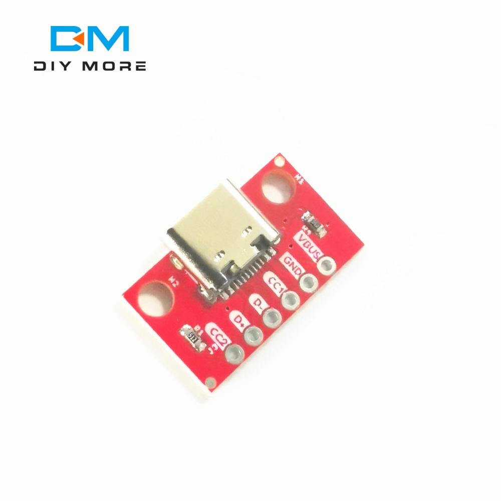 1/5PCS USB Type C Connector Board 3.1 Serial Basic Breakout Female Connector Breakout Board Red Adapter Board With Row Needles