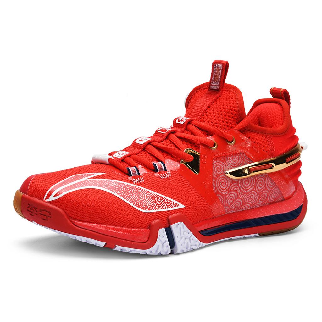 New LINING Flying Close To The Ground Badminton Shoes Women's Low Top Red/Blue AYAR008-2