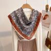 Double-sided Retro Full-printed Cashew Silk Scarves, Women's Fashionable Age-reducing Versatile Chinese Square Scarves, Spring and Summer Sun Protecti