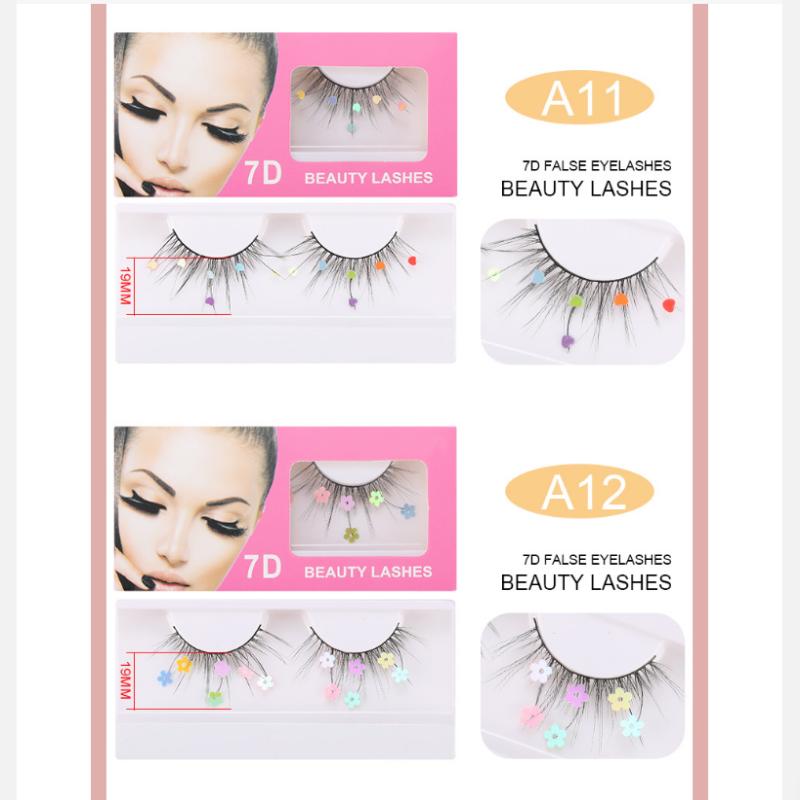 False Eyelashes Makeup Tools Natural Long Thick Volume Eyelashes Beauty Fluffy Eyelashes Sequin Flower Christmas  Eyelash Party Eyelashes