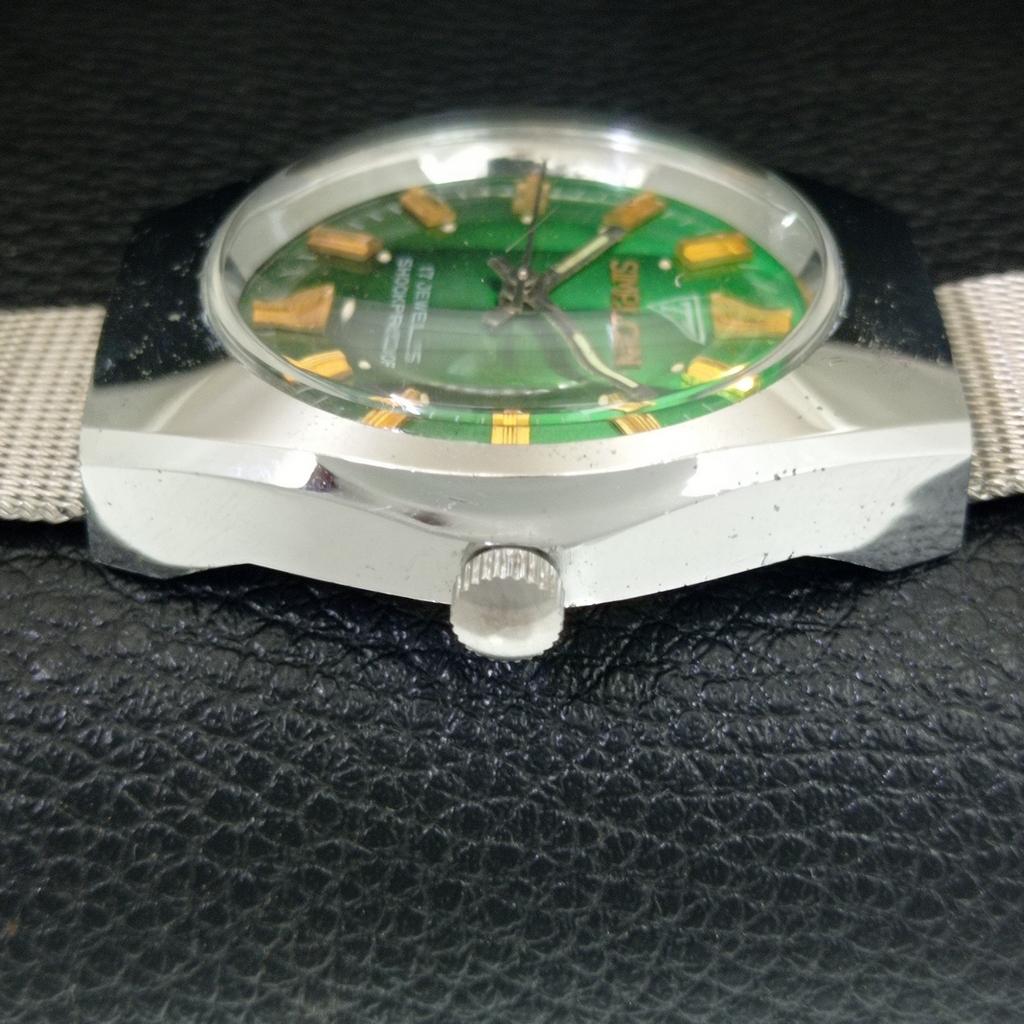 VINTAGE SIMPLON HAND-WINDING SWISS MENS REFURBISHED GREEN DIAL WATCH A704625-1