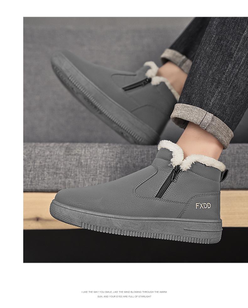 Herren Wasserdichte Rutschfeste Fellgefütterte Winterstiefel – Dicke, Warme High-Top Baumwollschuhe