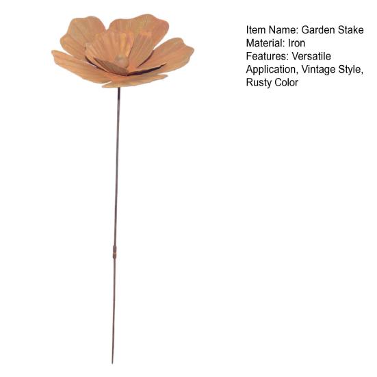 Yousheng Rusty Flower Garden Stake Żelazna Ozdoba Kwiatowa Zewnętrzna Rzeźba Kwiatowa do Ogrodu Tyłnego Trawnika Tarasu