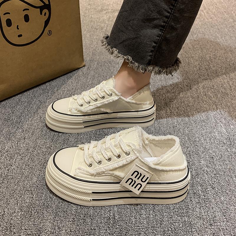Baotou board shoes women's summer outer wear student versatile canvas shoes without heel lazy board shoes platform ins beggar