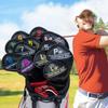 Golf Iron Covers Magnet Wedge Covers Club Head Covers Set Colorful Numbers 12pcs Black Synthetic Leather (3-9, Pw, Aw, Sw, Lw2)