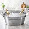 Galvanized Beverage Tub Steel Ice Bucket with Dual Handles, Heavy Duty Metal Portable Drink Cooler Tub, Wine Cocktail Champagne Chiller for Bar Party