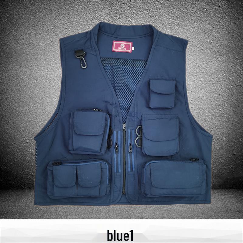 Men's Breathable Multi-Pocket Workwear Vest - Customizable Logo for Outdoor Volunteers