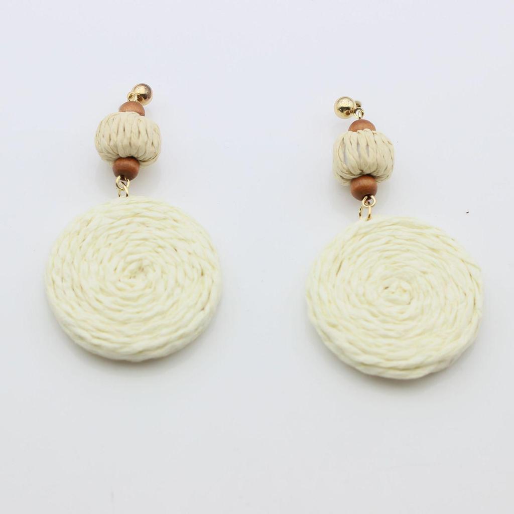 Handmade Bohemian Rattan Stud Earrings - Cross-Border Retro Vacation Style