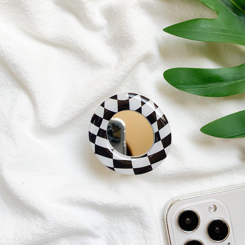 

Chessboard Flower Mirror Creative Mobile Phone Airbag Bracket Portable Retractable Back Sticker Portable Desktop Support Stable
