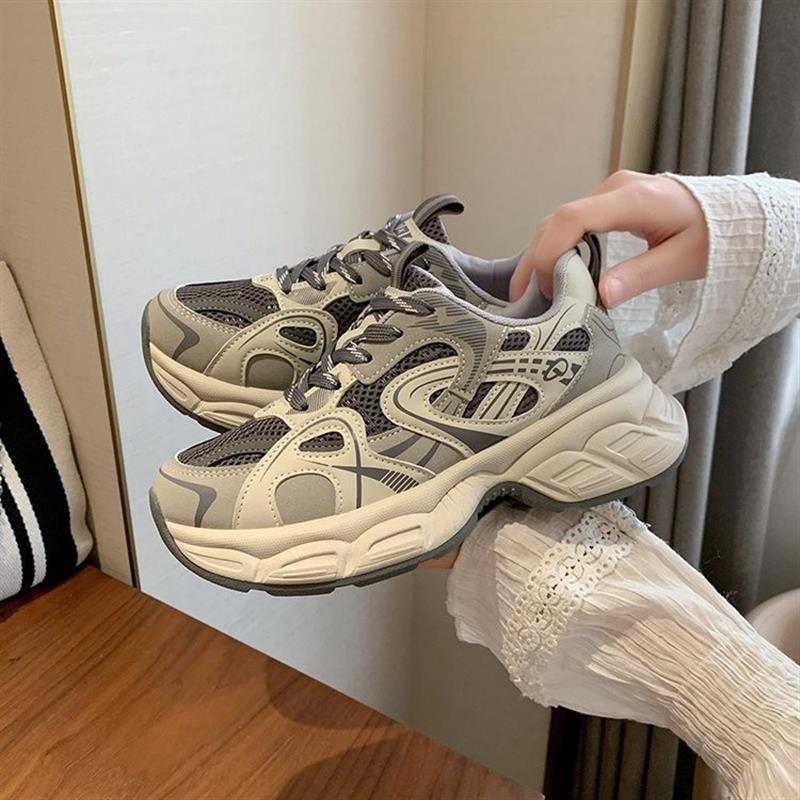 Gray Women's Thick Soles Increase In Height, Spring Fashion Casual Shoes, Spring and Autumn New Sports Shoes Are Versatile