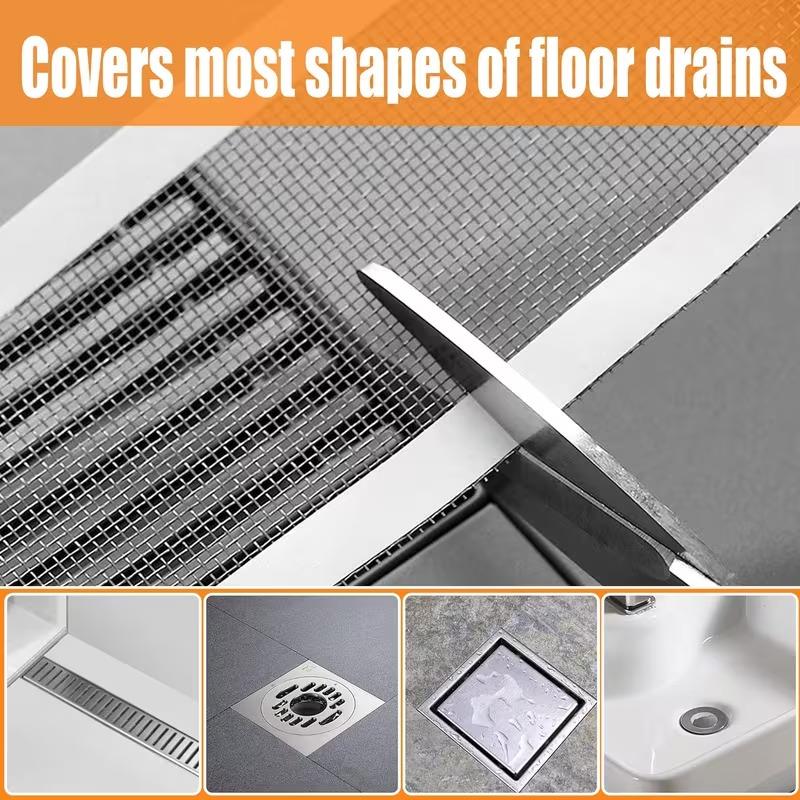 1-20 Rolki 70MM×5M Wycinany Łapacz Włosów do Odpływu Prysznicowego Klejąca Naklejka na Podłogę do Odpływu Jednorazowe Siatkowe Sito do Zlewu Sito Łazienkowe