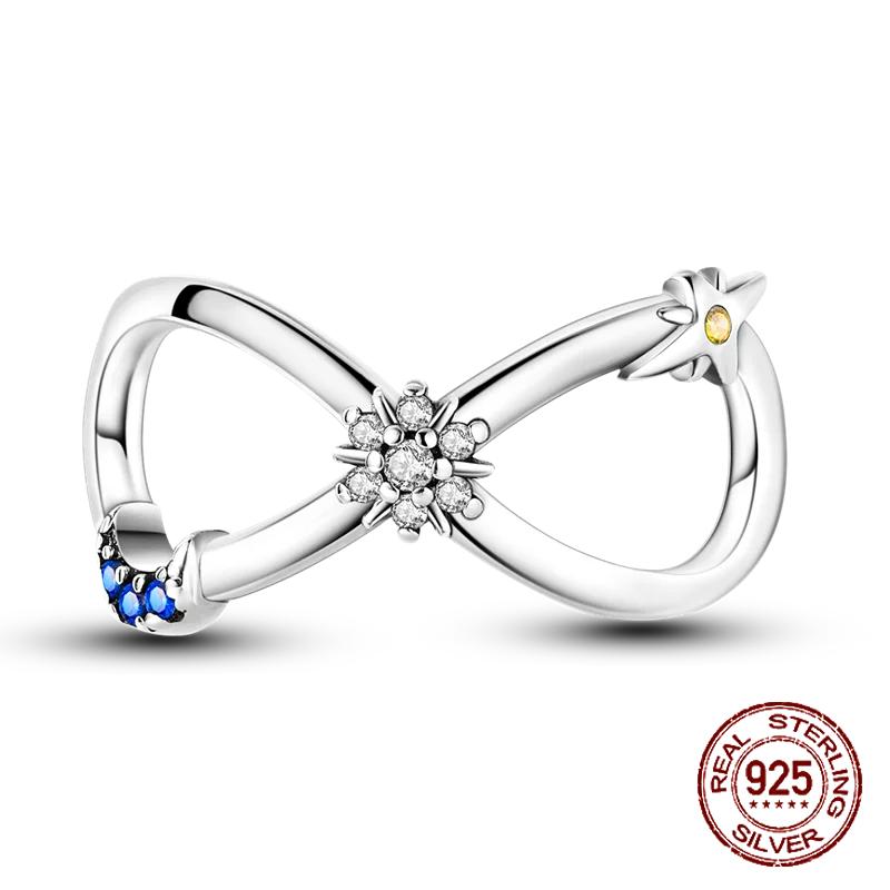 Inlaid Zircon Charm Beads Copper Color Love Heart Snake Dangle Fit Original Bracelet Charms Pendant Jewelry