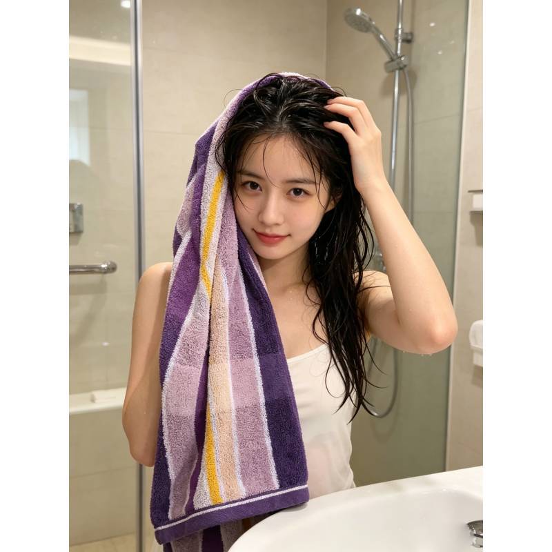 

Cotton Striped Face Towel With Absorbent Thickened Fabric For Home Use Adults L фиолетовый