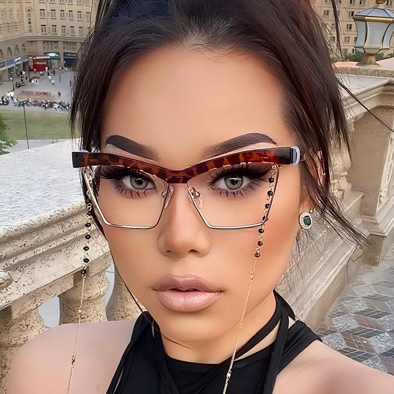 New Retro Half Frame Cat Eye Eyewear Frame For Women Men Anti Blue Light Glasses Clear Reading High Quality Eyewear