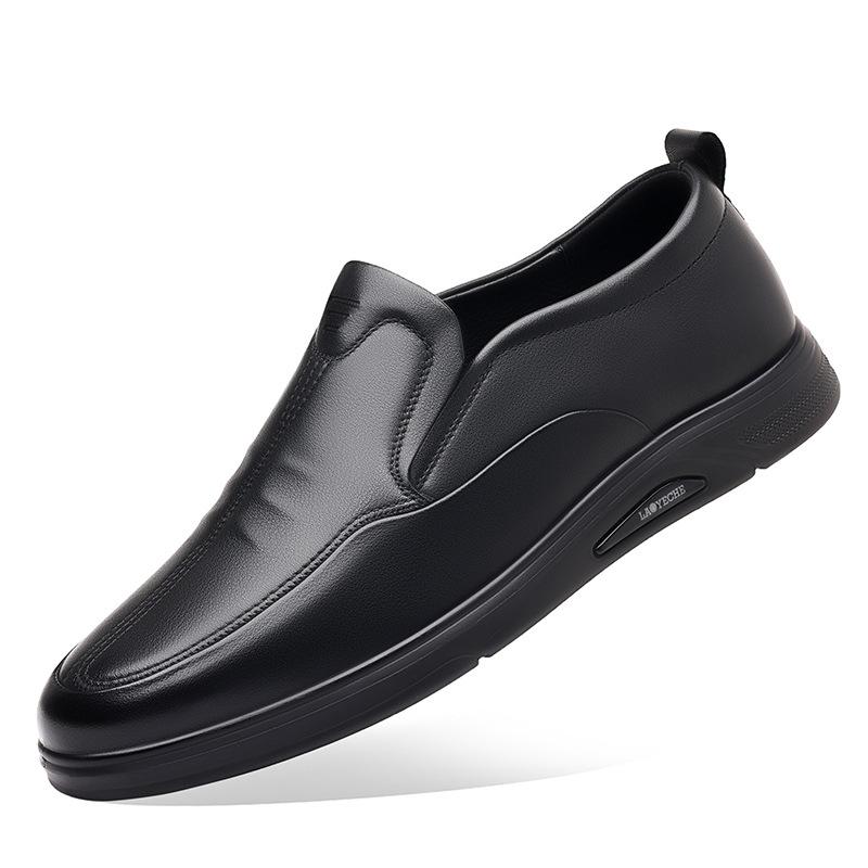 Classic Car Casual Leather Shoes Men's Leather Breathable Business Dress Versatile Soft Sole Non-slip Thick Sole Dad Shoes One Pedal