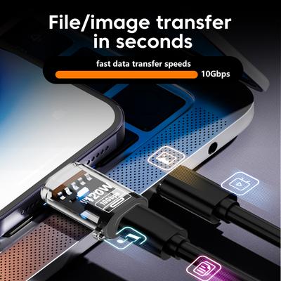 120W Super-Schnellladung USB 3.2 Anschlüsse USB A zu Typ C Stecker zu Buchse Adapter 10Gbps Hochgeschwindigkeits-Datenübertragung Konverter