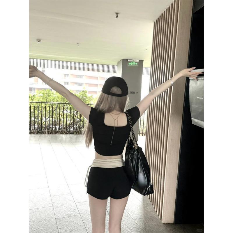 Vintage Sexy Bodycon 2 Piece Shorts Pant Sets 2024 Summer Y2k Slim Print Crop Tops + Casual Streetwear Pants Korean Fashion