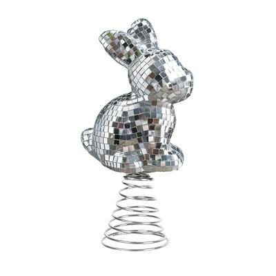 Disco Rabbit Reflective Mirror Ball Statue For Easter Parties, Disco Mirror Finish Figurine Bunny Desktop Ornament Home Dec