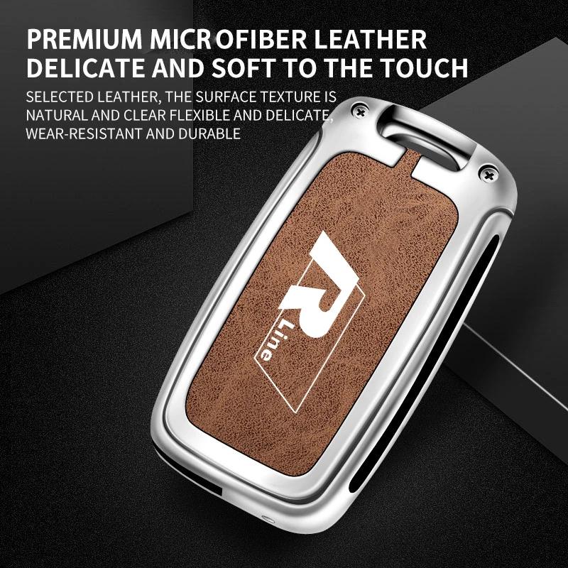 Für VOLKSWAGEN Zinklegierung+Leder Auto Klappschlüsselhülle Vollabdeckung Für VW Volkswagen R Line Polo Tiguan Passat Golf Jetta La