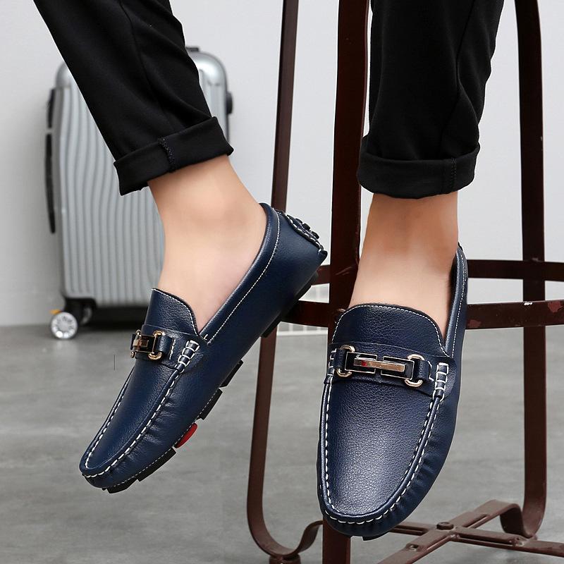 

Putian casual Doudou shoes men s large size 482025 new small 35 soft sole soft leather driving shoes overfoot leather shoes 48 синий
