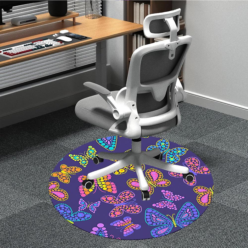 

1pc Butterfly Dot Mandala Chair Carpet for Office, Soft, Non-Slip Polyester Mat, Office, Living Room, Bedroom, Durable Polyester yy251207180 80cm by 80cm