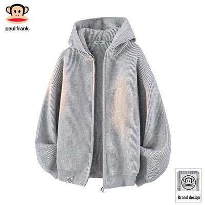 Herren Kapuzen Strickjacke mit Cartoon-Applikation