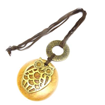 [K3304] - Golden Brown 'Kilimanjaro' Necklace (owl)