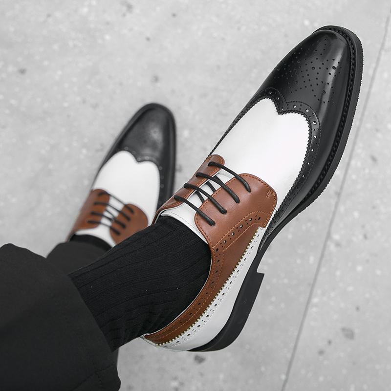 Luxury Men Classic Block Shoes Men Lace Up Business Comfortable Brand Leather Shoes Men Gentlemen Banquet Formal Shoes 38-46