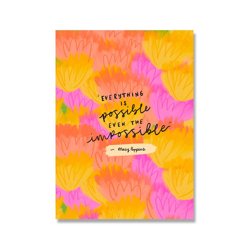 Positive Kind Girl Quote Poster Wall Art Print Abstract Pink Flower Canvas Painting Colorful Boho Living Room Home Decor Picture