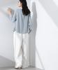 Nano Universe Stand Tuck Size M Blue Women's Two-Tone Blouse, (111cm), (Product Code 669-5120301)