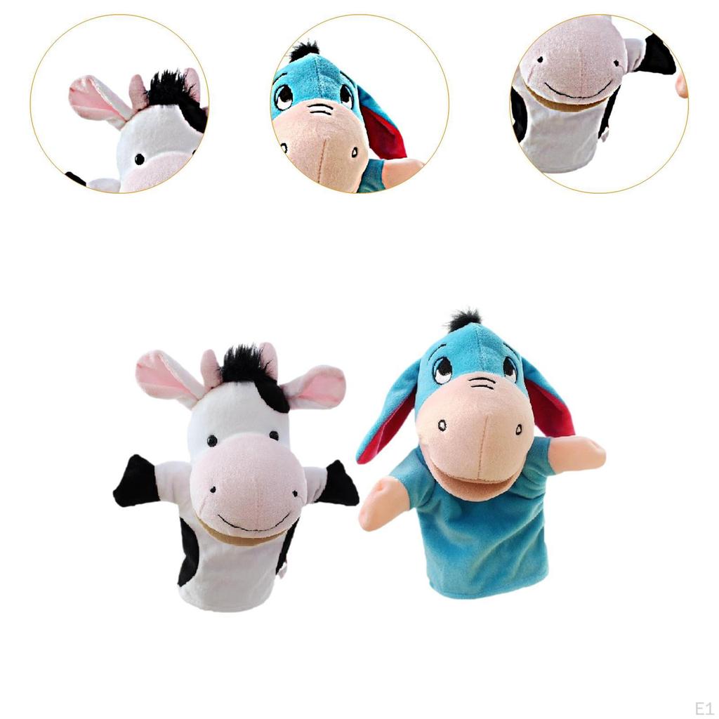 2 Pieces Kids Hand Puppet Pretend Play Soft Educational Puppets, Plush Toy for Birthday, Imaginative