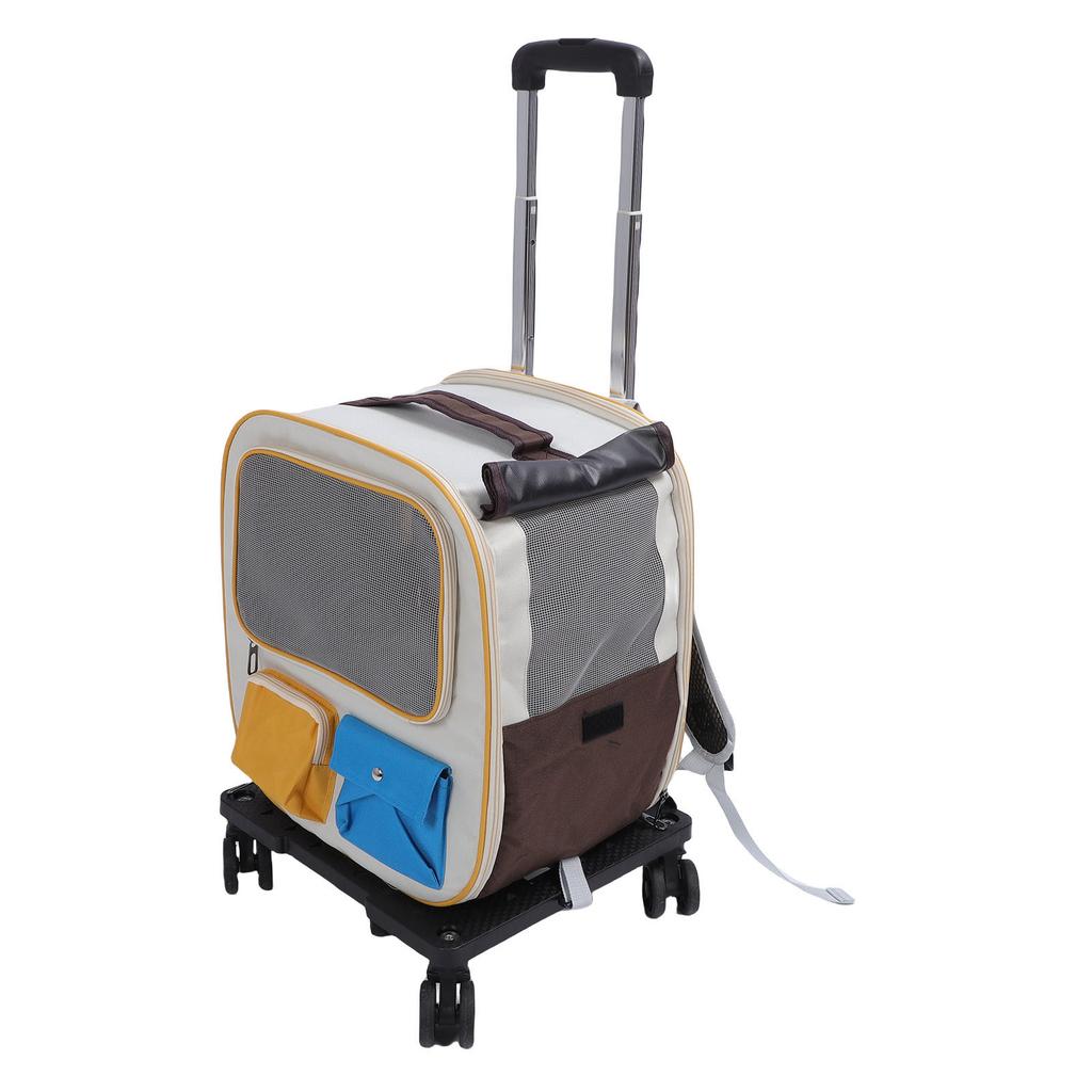 Pet Carrier Backpack with Wheels 2 in 1 Breathable Window Large Capacity Portable Rolling Cat Dog Carrier Bag for Travel