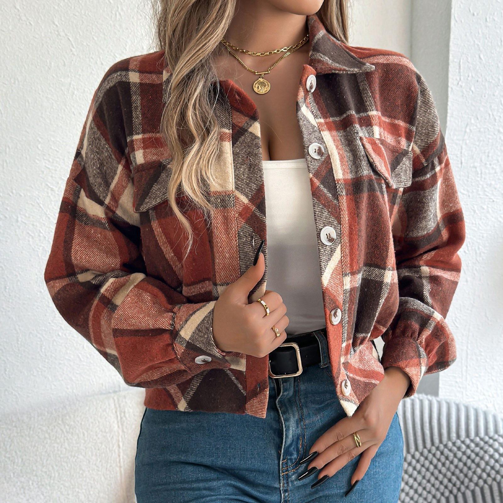 

Женский повседневный клетчатый кардиган с длинными рукавами и имитацией кармана из твида на пуговицах XL шафрановый