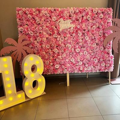 6 Pezzi Pannelli Sfondo Muro di Fiori Artificiali, Muro Floreale 3D per Festa di Matrimonio, Baby Shower, Addio al Nubilato, Compleanno